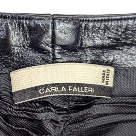 Carla Falleri Italy Women's US 10 Genuine Leather Black Studded Leather Pants - Picture 7 of 10